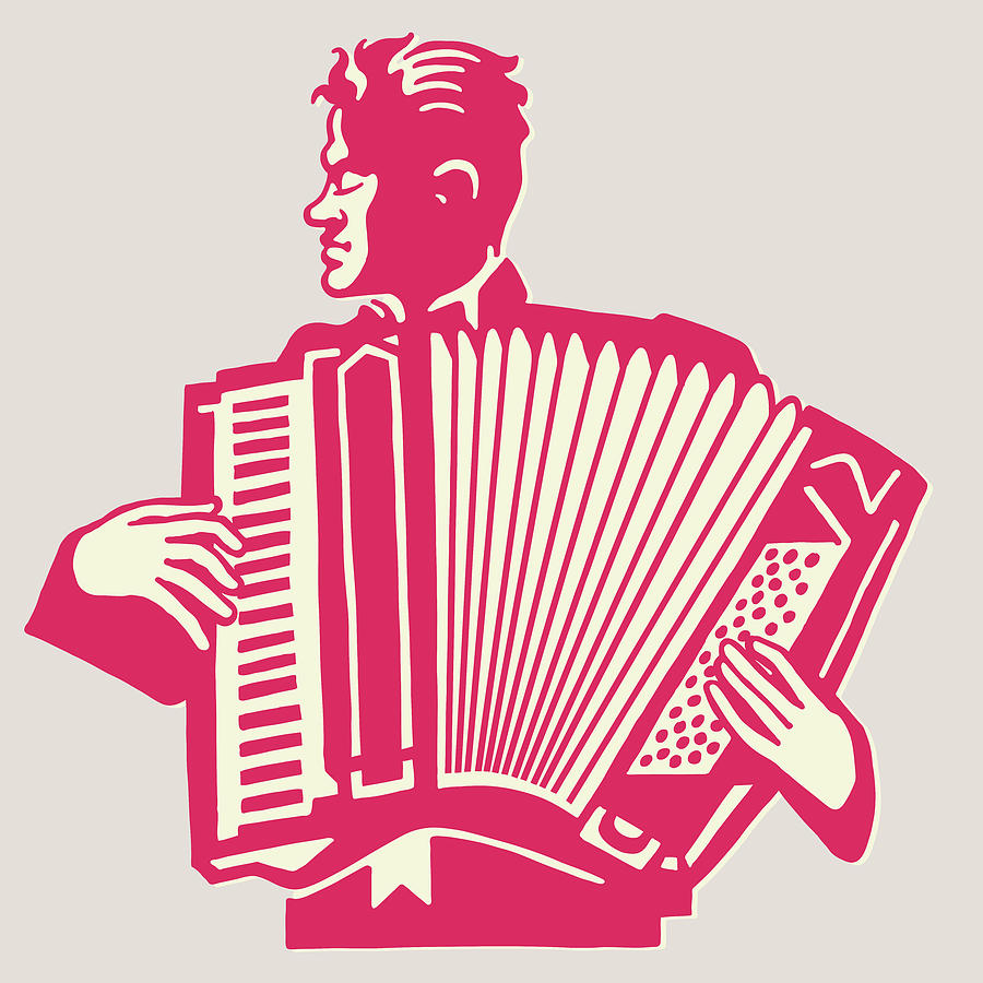 Music Drawing - Man Playing the Accordion #1 by CSA Images