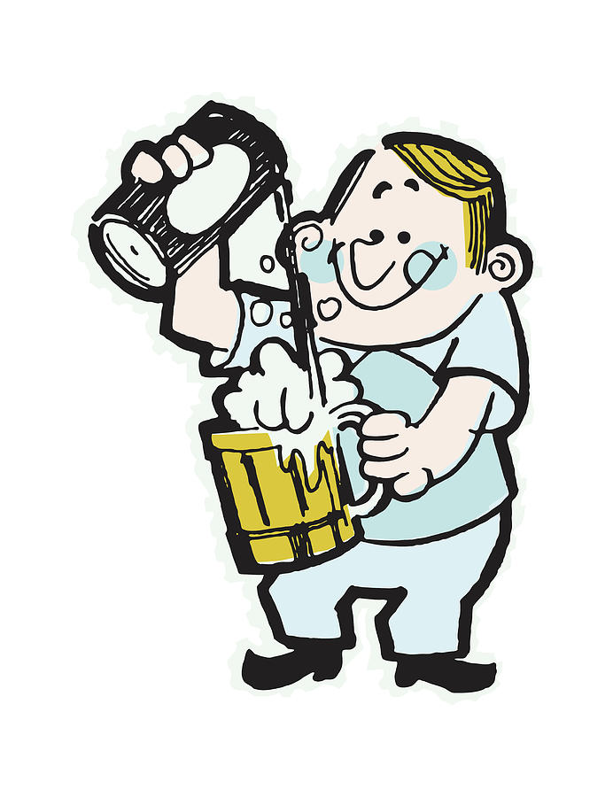 Beer Drawing - Man Pouring Beer #1 by CSA Images