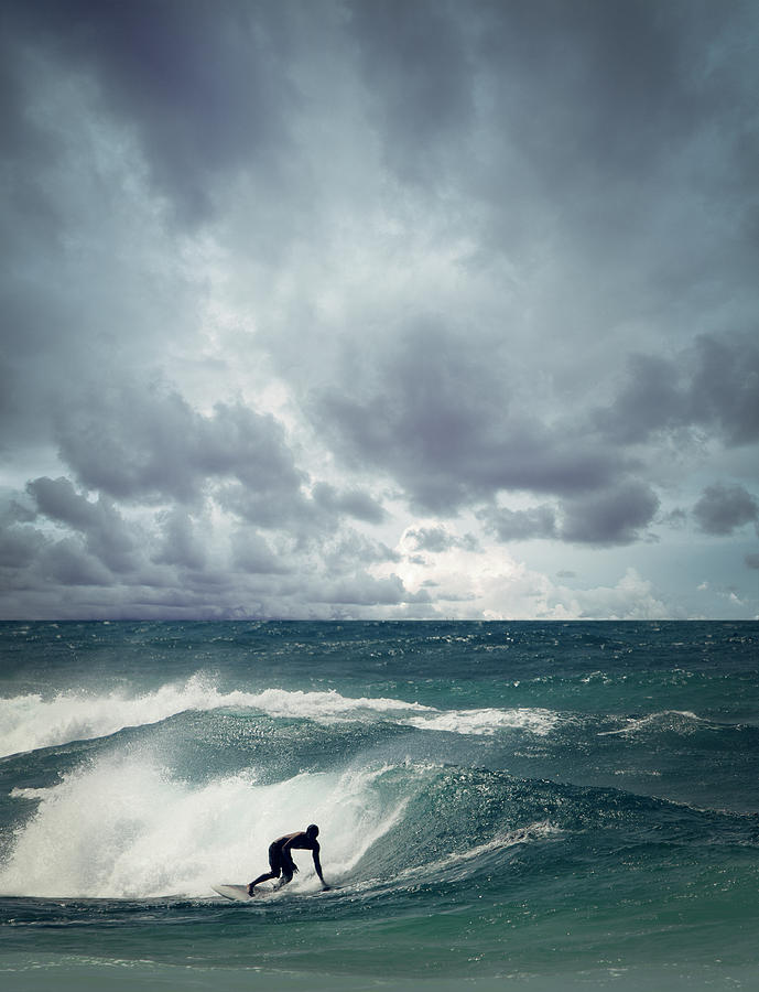 Man Surfing On Beach #1 Photograph by Ed Freeman