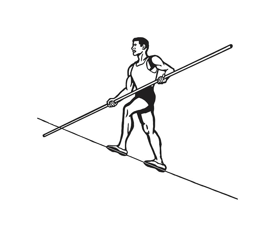 Man Walking a Tightrope #1 Drawing by CSA Images - Pixels