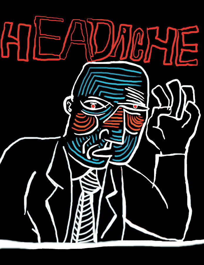 Vintage Drawing - Man with a Headache #1 by CSA Images