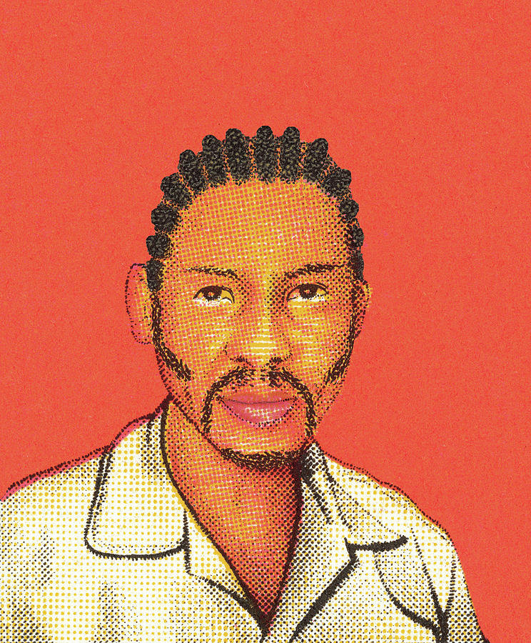 Vintage Drawing - Man with cornrows #1 by CSA Images