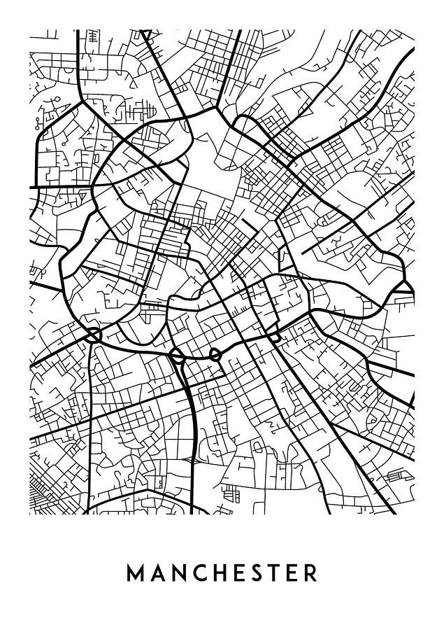 Manchester Map #1 Digital Art by Mike Taylor