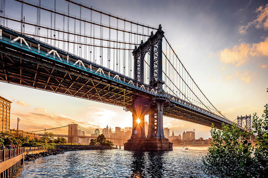 Manhattan & Brooklyn Bridges #1 Digital Art by Antonino Bartuccio