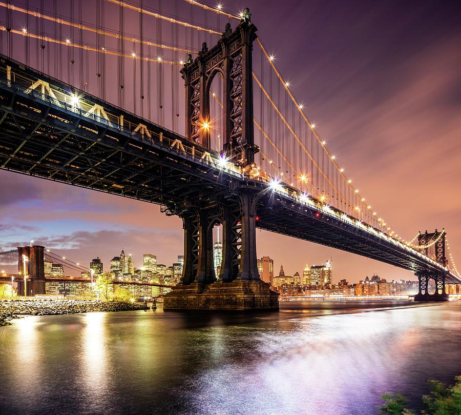 City Digital Art - Manhattan Bridge Over East River #1 by Antonino Bartuccio
