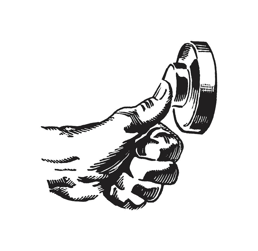 Man's Thumb Pressing Doorbell Drawing by CSA Images Fine Art America