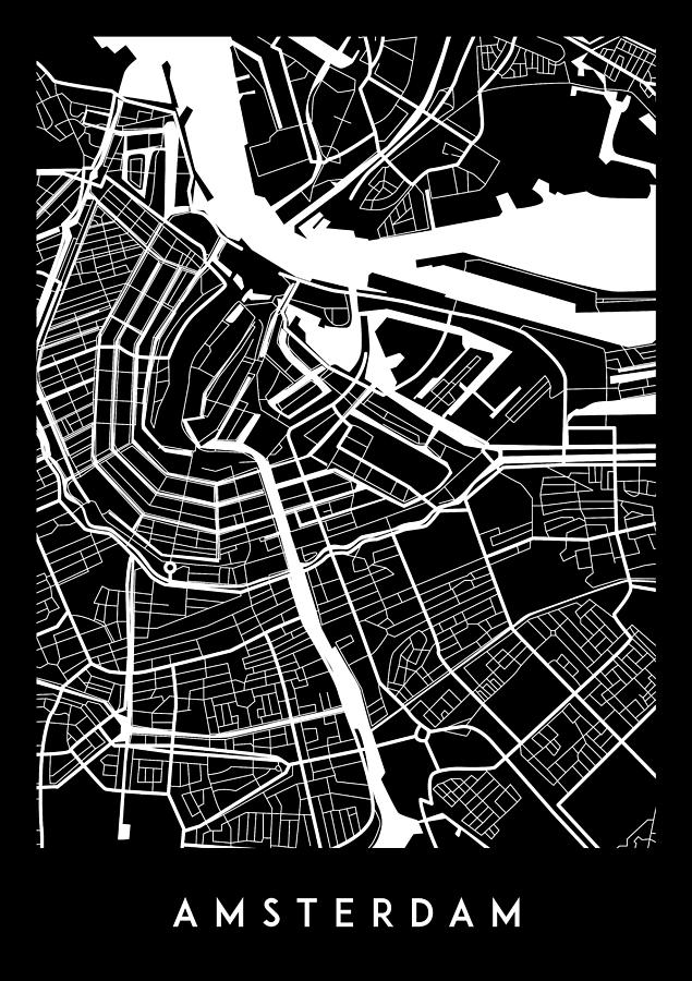 Map of Amsterdam #1 Digital Art by Mike Taylor
