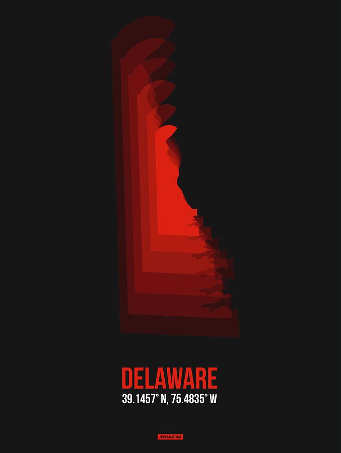 Map Digital Art - Map of Delaware #1 by Naxart Studio