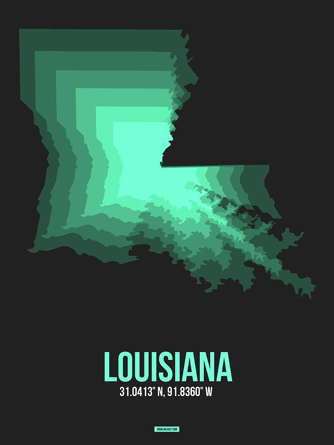 New Orleans Digital Art - Map of Louisiana #1 by Naxart Studio