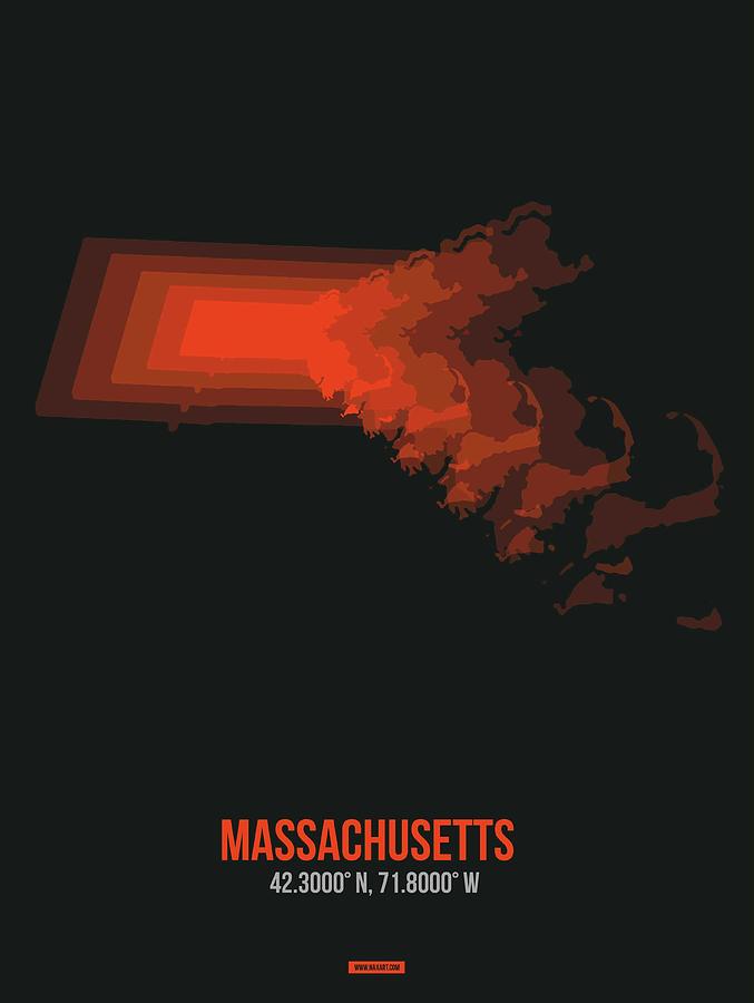 Massachusetts Map Digital Art - Map of Massachusetts #1 by Naxart Studio