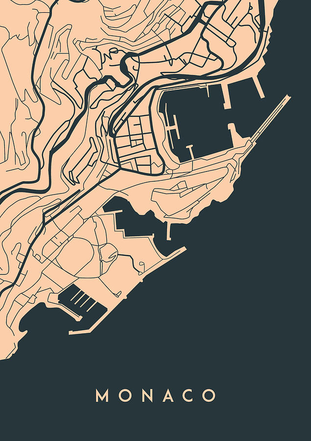 Map of Monaco #1 Digital Art by Mike Taylor