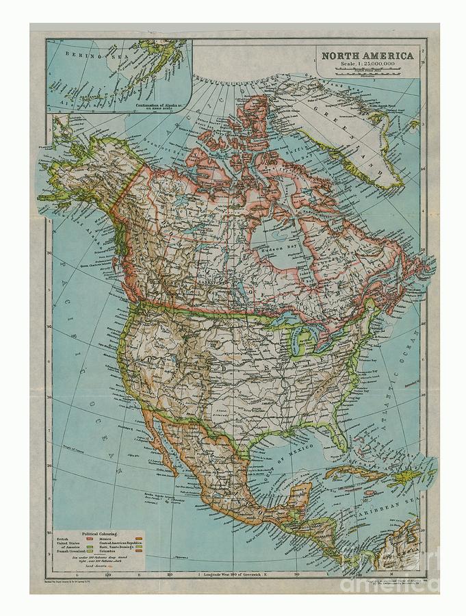 Map Of North America by Print Collector