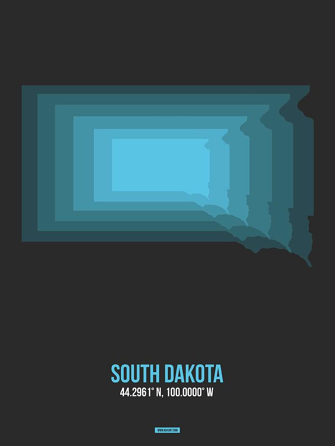 Map Digital Art - Map of South Dakota  #1 by Naxart Studio