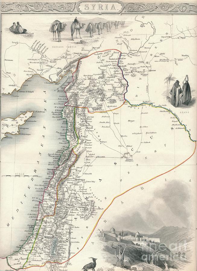 Map Of Syria, 1851 #1 Drawing by Print Collector