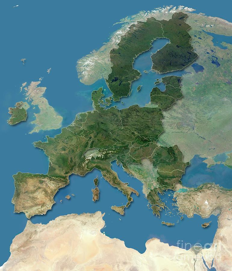 Map Of The European Union After Brexit Photograph By Planetary Visions ...