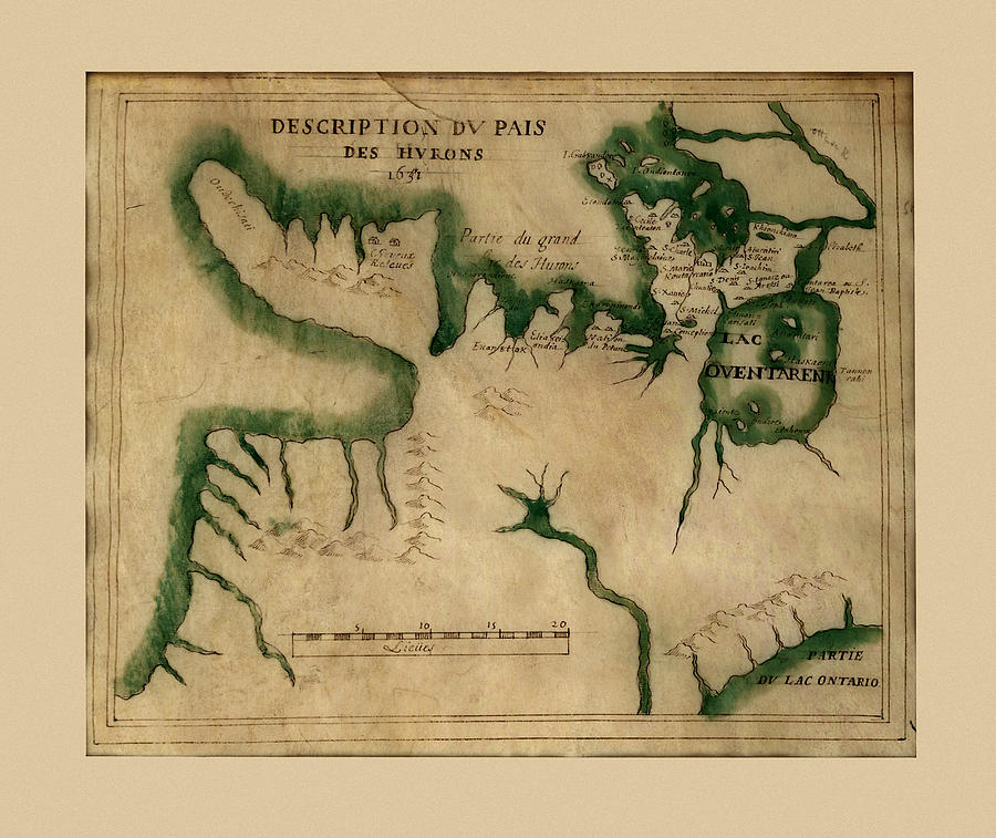 Map Of The Great Lakes 1631 #1 Photograph by Andrew Fare