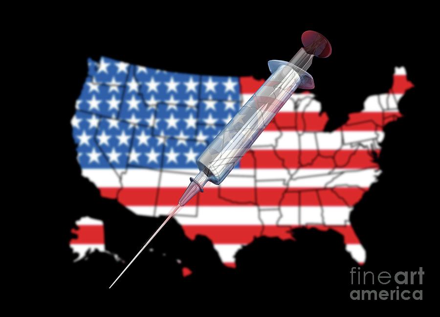 Map Of Usa And Syringe #1 Photograph by Victor Habbick Visions/science Photo Library