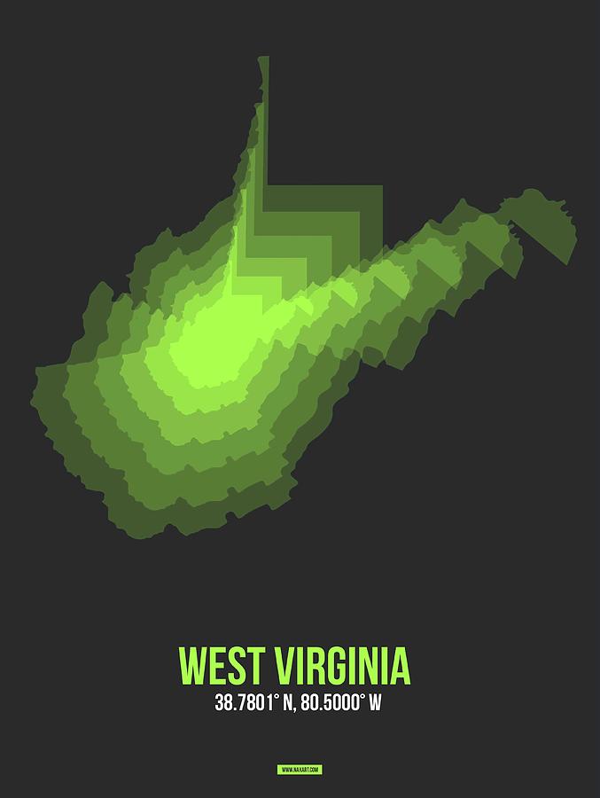 Map Digital Art - Map of West Virginia #1 by Naxart Studio