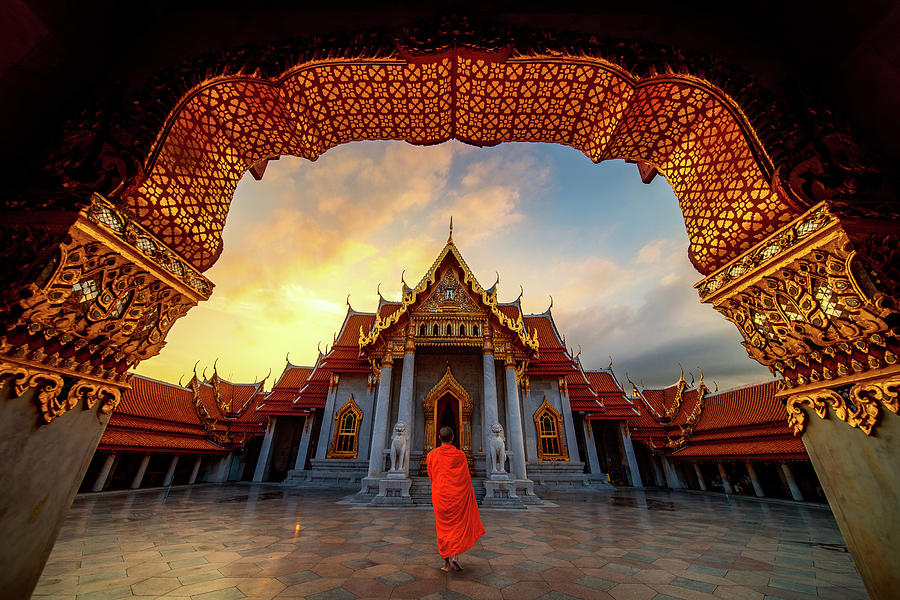 Architecture Photograph - Marble Temple of Bangkok #1 by Anek Suwannaphoom