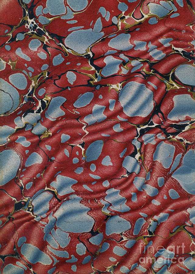 Marbled Endpaper Mixed Media by English School