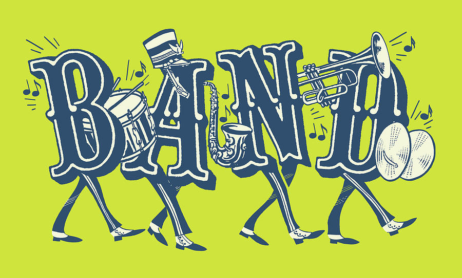 Music Drawing - Marching Band #1 by CSA Images