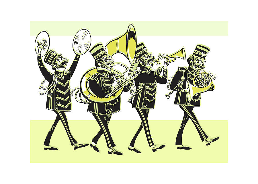 Music Drawing - Marching Band in Mid-Song #1 by CSA Images