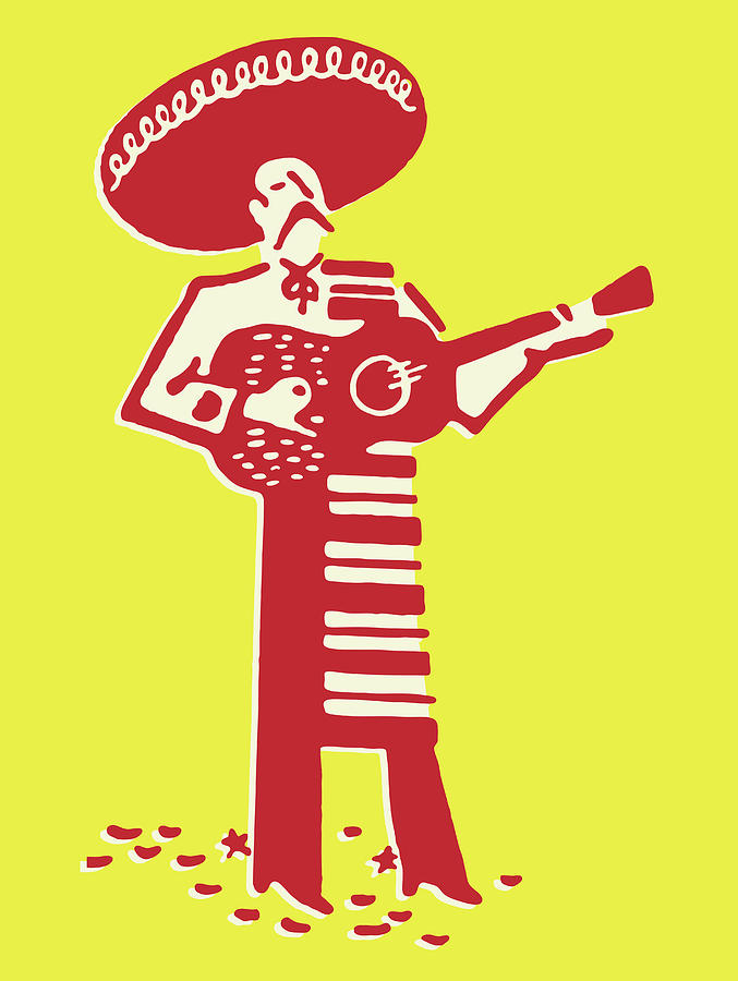 Music Drawing - Mariachi Band Guitarist #1 by CSA Images