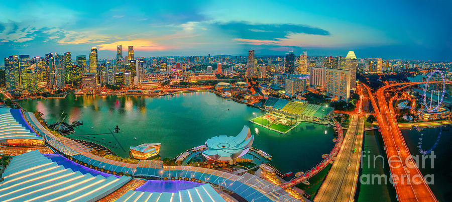 Marina bay Singapore Panorama #1 Photograph by Benny Marty