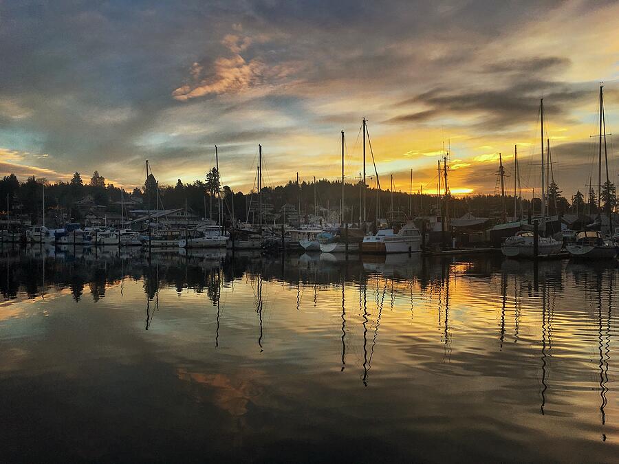 Marina Sunrise Reflection Photograph by Jerry Abbott