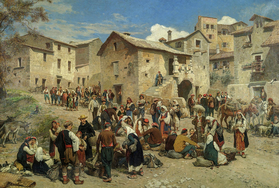 Market in Sarajevo Painting by Alois Schonn - Fine Art America