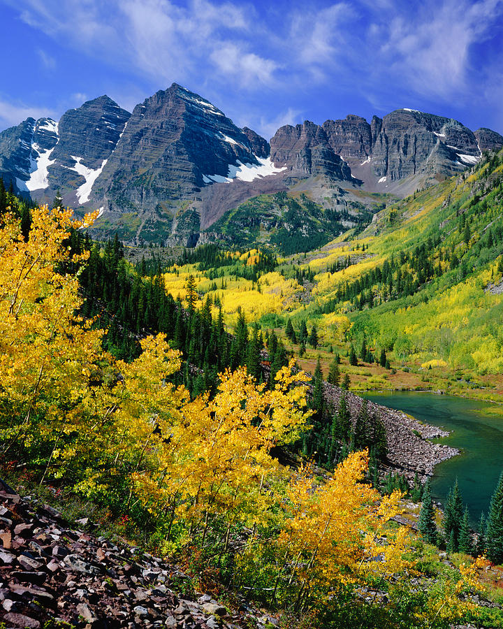 Maroon Bells With Autumn Aspen Trees #1 Photograph by Ron thomas
