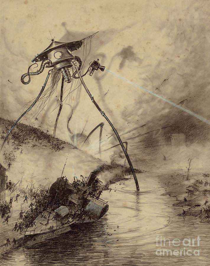 Martian Fighting Machine In The Thames Valley Painting by Henrique Alvim Correa