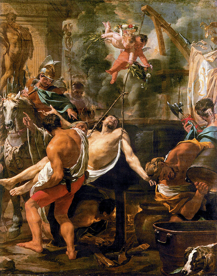 Charles Le Brun Painting - Martyrdom of Saint John the Evangelist  by Charles le Brun