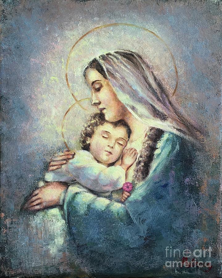 Mary and Jesus #3 Painting by Rebecca Mike - Fine Art America