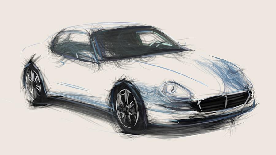 Maserati Coupe Draw #1 Digital Art by CarsToon Concept