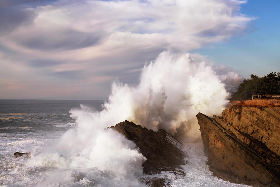 Massive wave explosion at Shore Acres State Park. Photograph by Larry ...