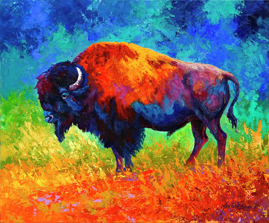 Buffalo Painting - Master Of His Herd #1 by Marion Rose