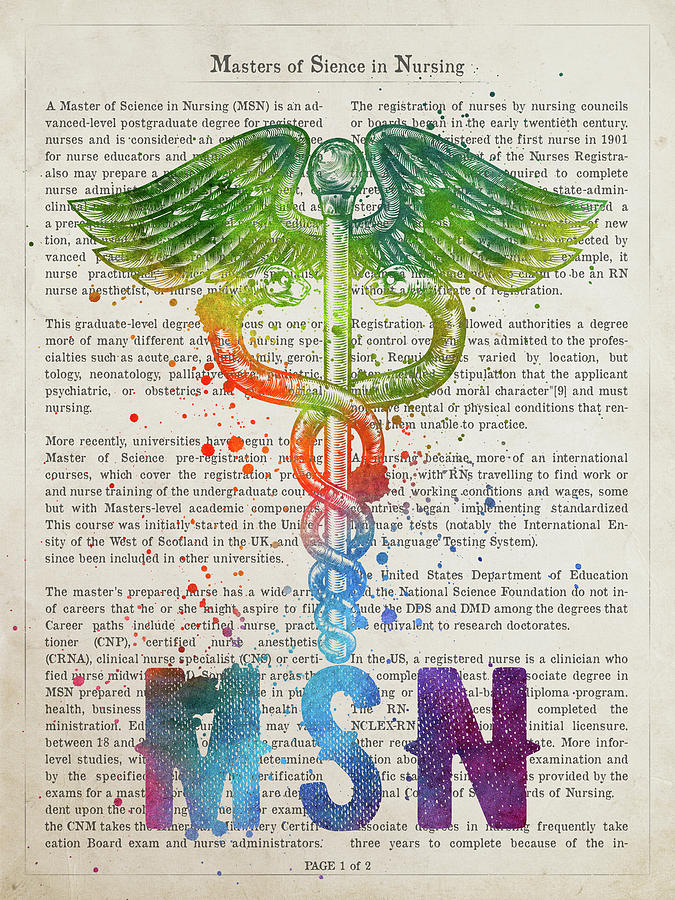 Nurse Digital Art - Masters Of Sience In Nursing Gift Idea With Caduceus Illustratio by Aged Pixel Nurse Digital Art - Masters Of Sience In Nursing Gift Idea With Caduceus Illustratio by Aged Pixel