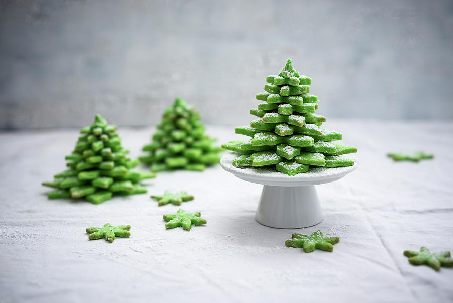 Matcha Biscuit Christmas Trees vegan #1 Photograph by Kati Neudert