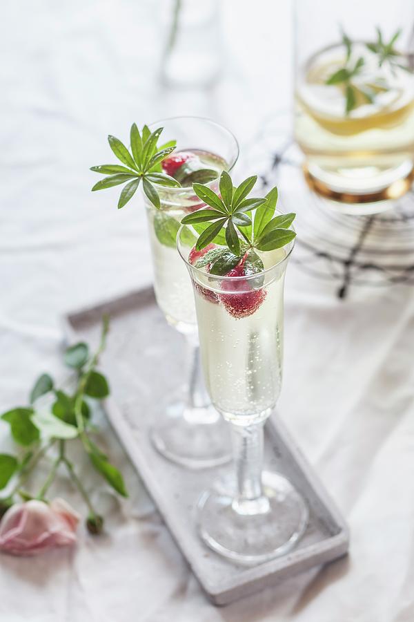 May Wine With Raspberries And Fresh Woodruff #1 Photograph by Susan Brooks-dammann