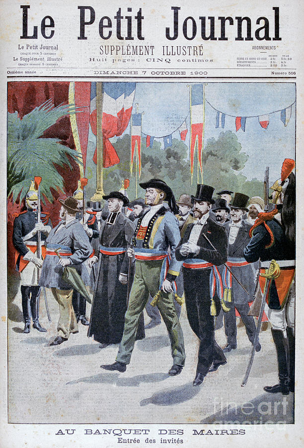 Mayors Banquet, Paris, 1900 #1 Drawing by Print Collector