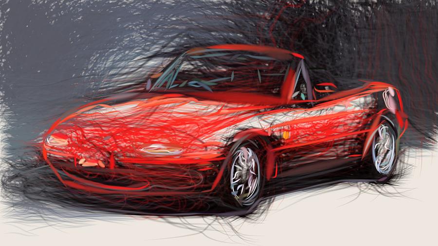 Mazda MX 5 Draw Digital Art by CarsToon Concept - Fine Art America