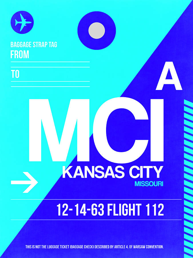 Kansas City Digital Art - MCI Kansas City Luggage tag I #1 by Naxart Studio