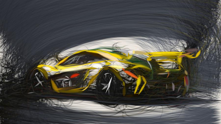 McLaren P1 GTR Draw #1 Digital Art by CarsToon Concept