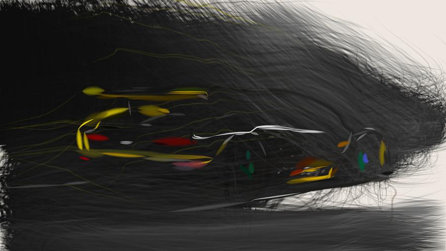 McLaren Senna Carbon Theme Drawing #2 Digital Art by CarsToon Concept