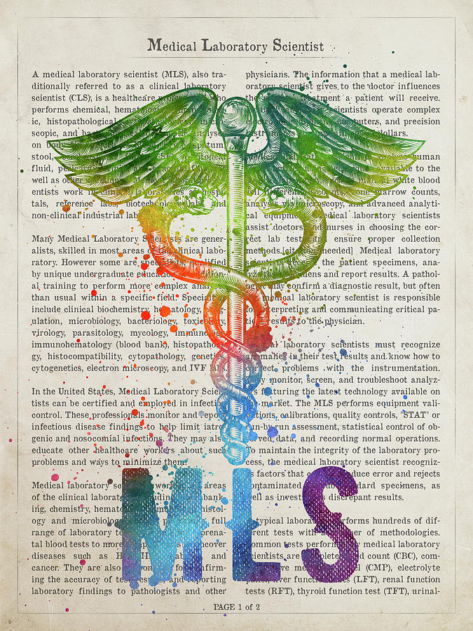Mls Digital Art - Medical Laboratory Scientist Gift Idea With Caduceus Illustratio by Aged Pixel Mls Digital Art - Medical Laboratory Scientist Gift Idea With Caduceus Illustratio by Aged Pixel