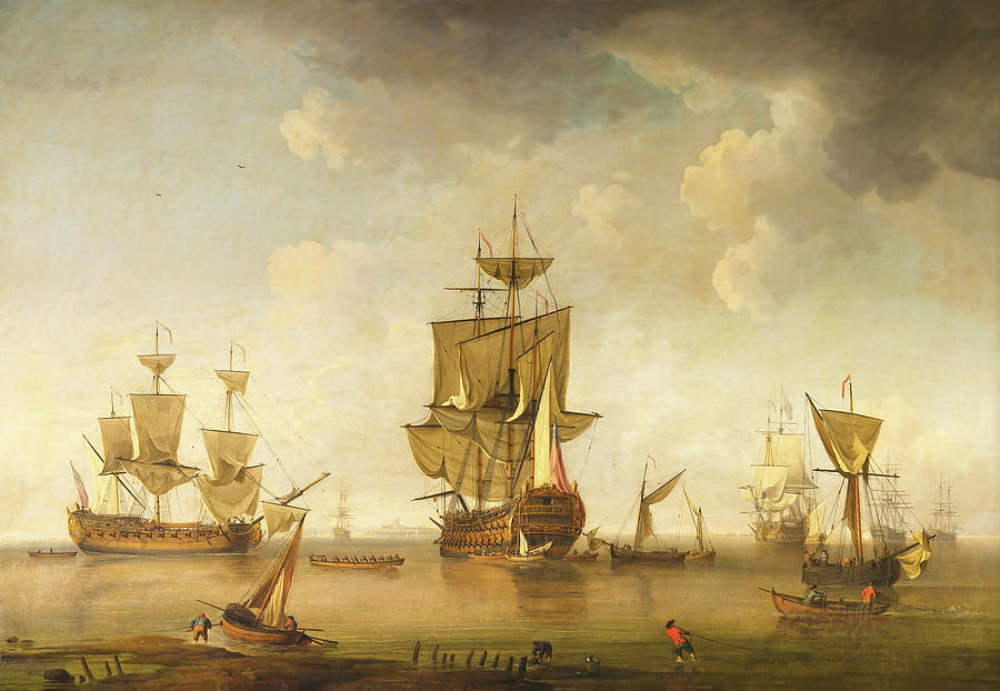Painting Painting - Men Of War In Harbour by Charles Brooking Painting Painting - Men Of War In Harbour by Charles Brooking