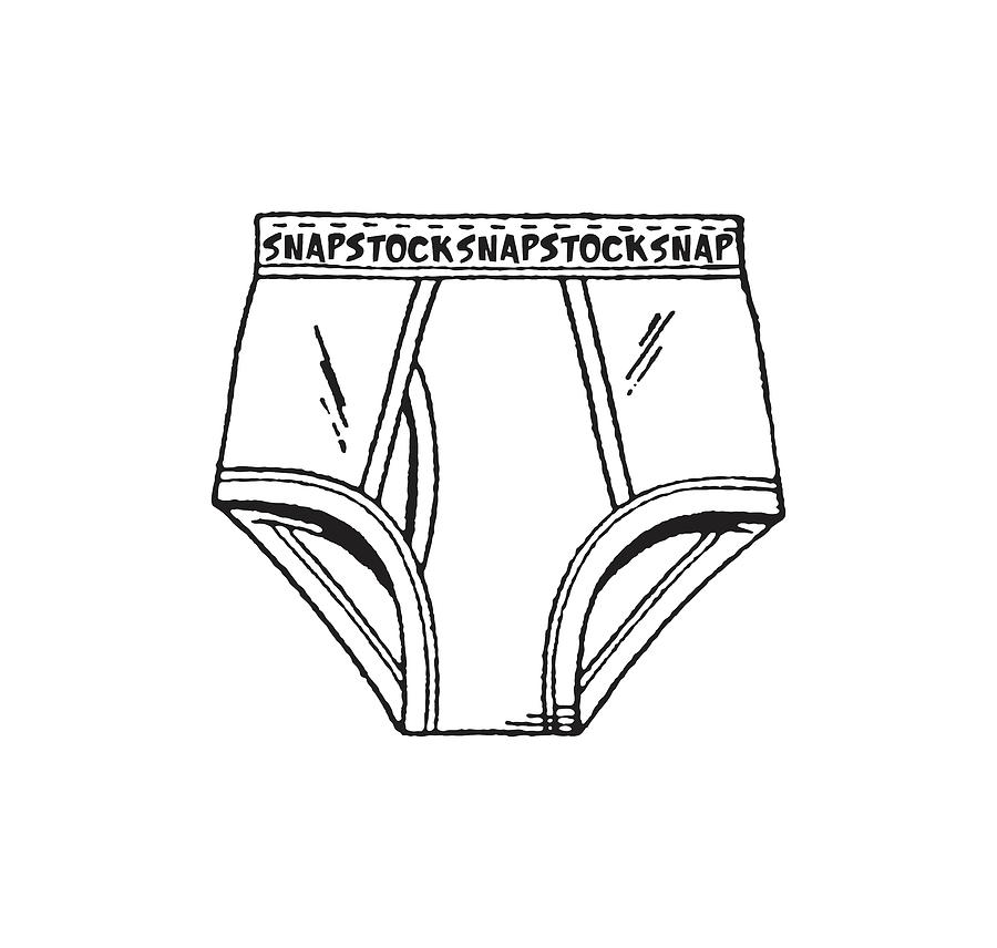 Black And White Drawing - Mens Snapstock Underwear Brief #1 by CSA Images