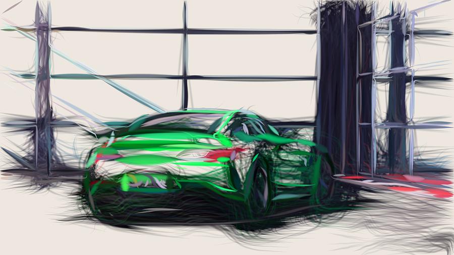 Mercedes AMG GT R Drawing #2 Digital Art by CarsToon Concept