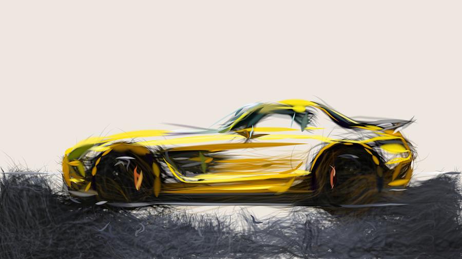 Mercedes Benz SLS AMG Black Series Drawing #2 Digital Art by CarsToon Concept
